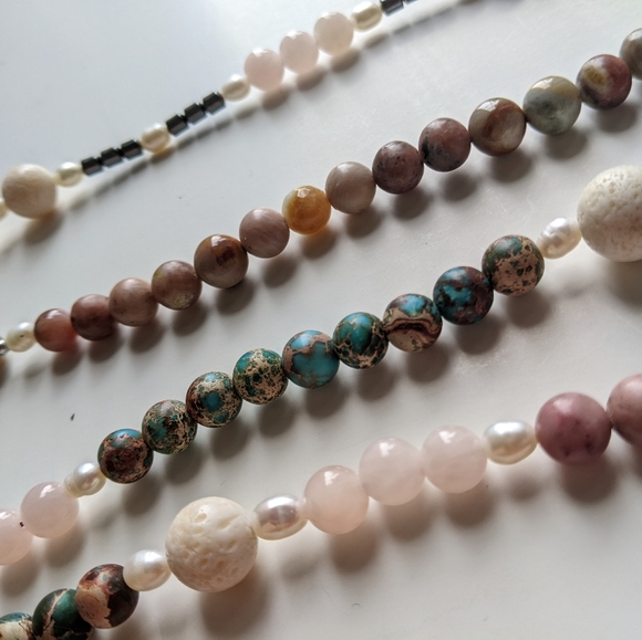 Confetti Gemstone Beaded Extra Long Handstrung Necklace - Picture 5 of 12